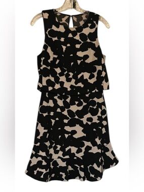 Banana Republic Black and Cream Abstract Sleeveless Dress